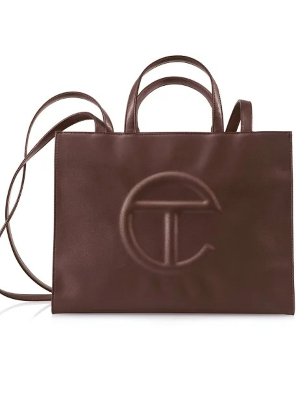 Telfar Brown Leather Embossed Tote Bag